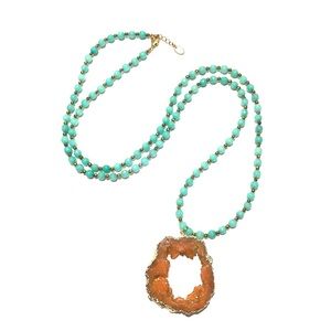 Handmade druzy pendant bead necklace